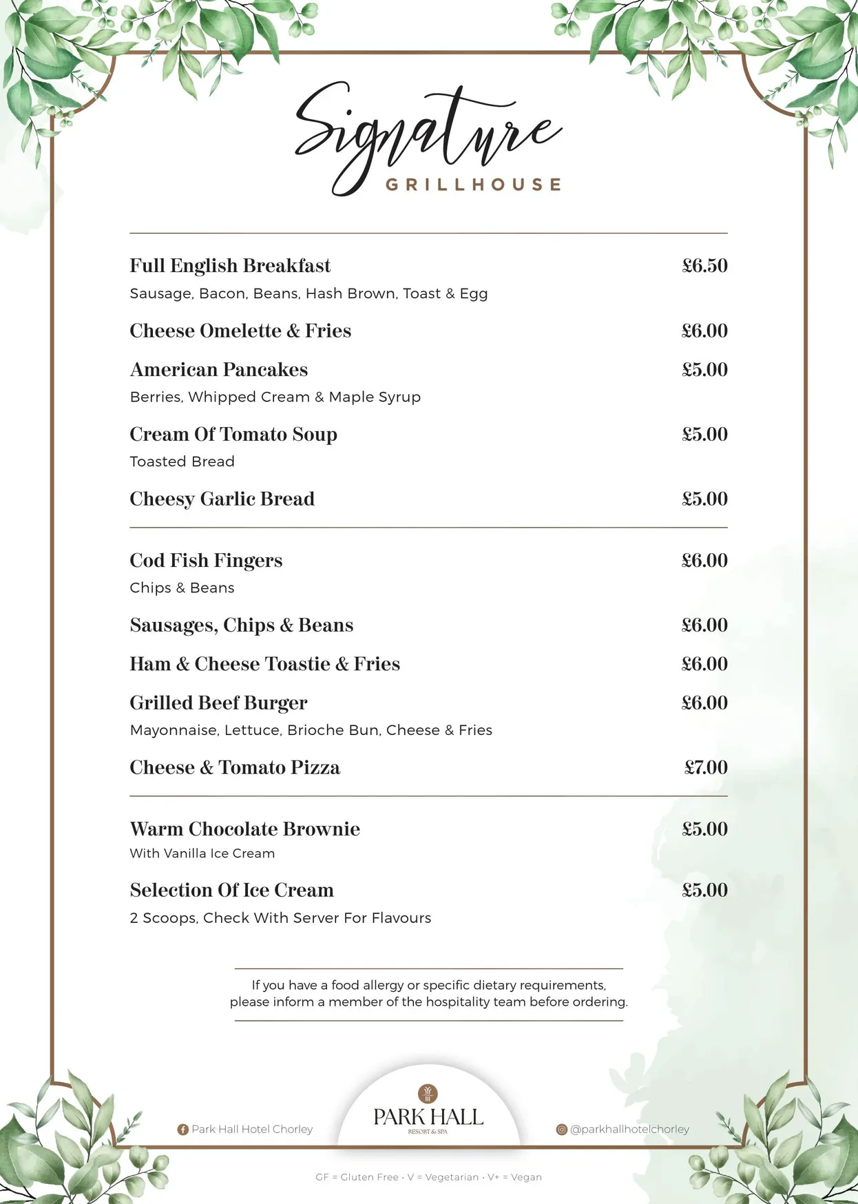 Signature Grill House menu, page 4