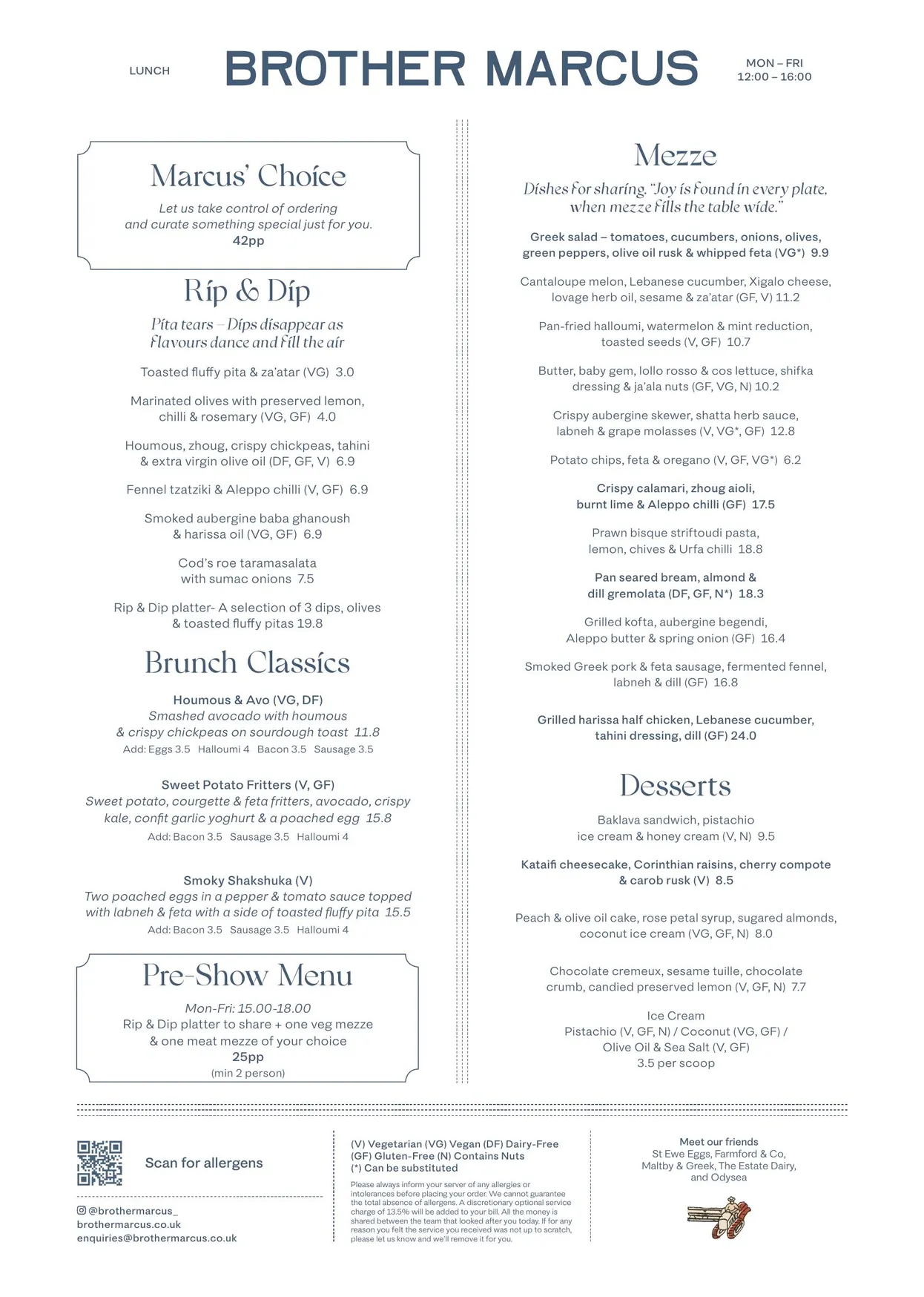 Brother Marcus menu, page 2