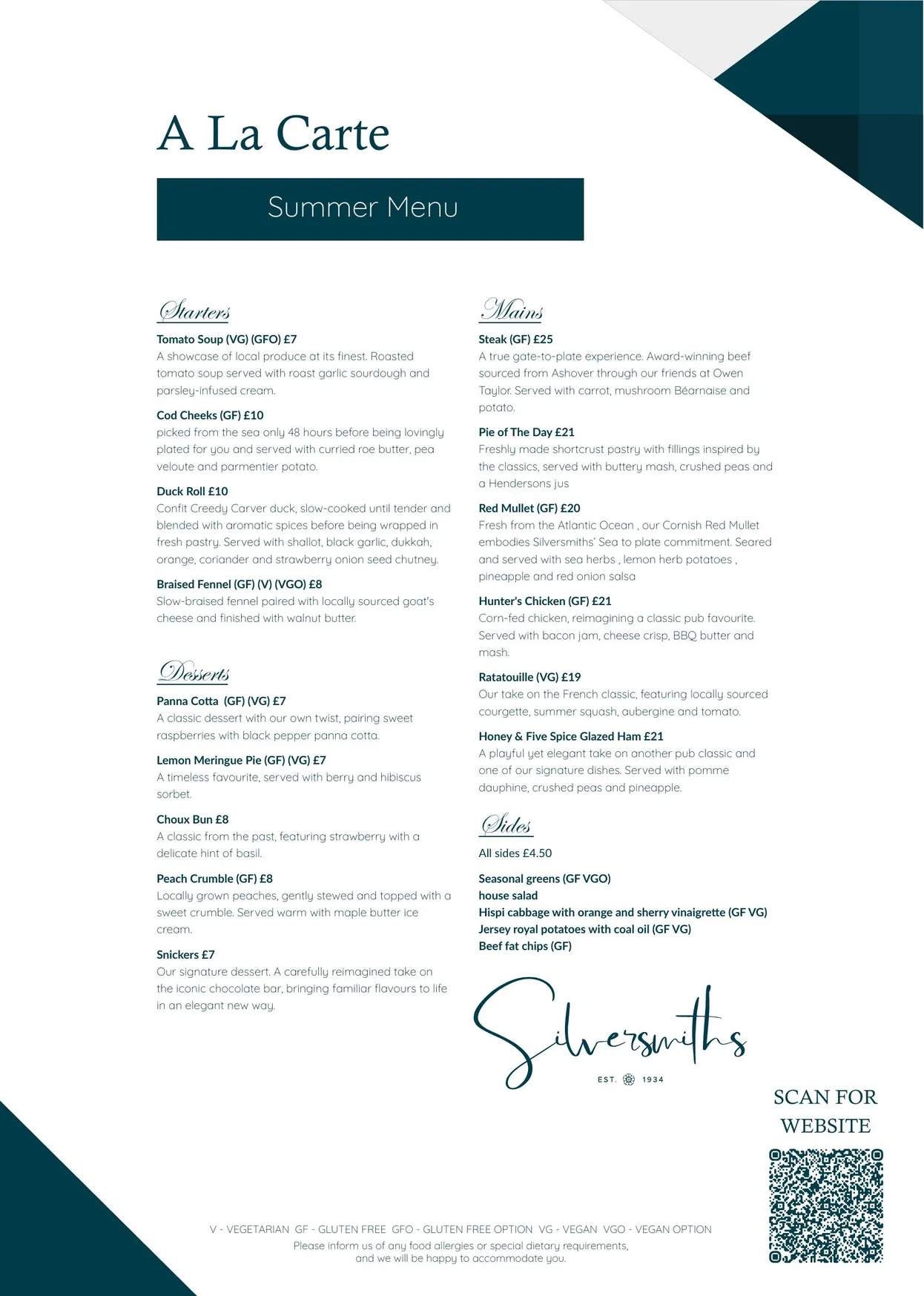 Silversmiths menu, page 6