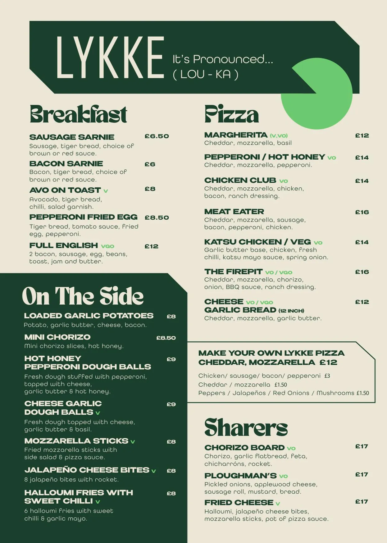 Lykke menu, page 1