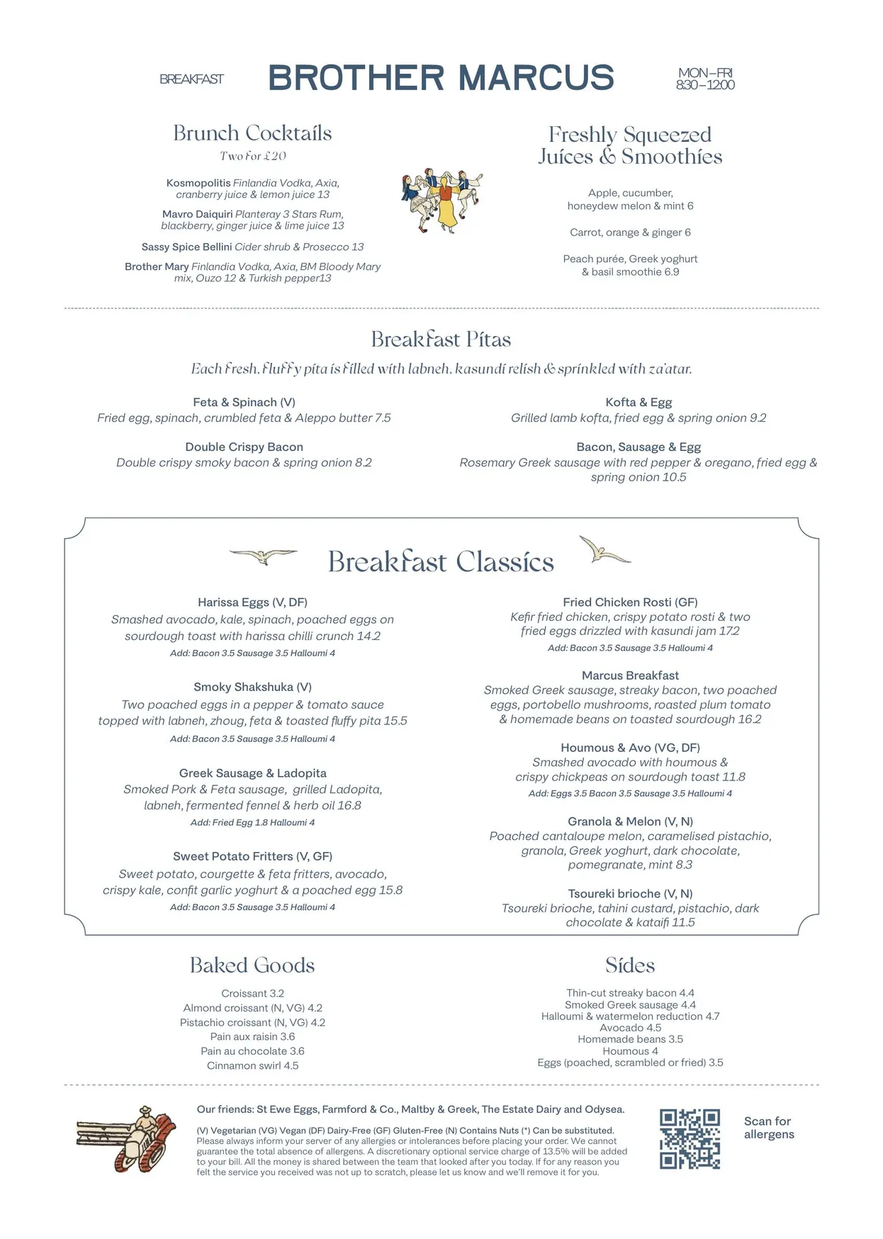 Brother Marcus Spitalfields menu, page 1