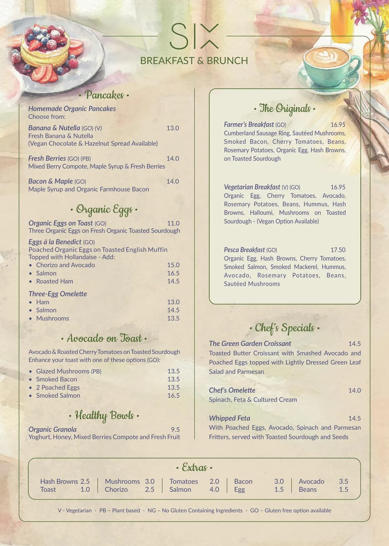 Six menu, page 1