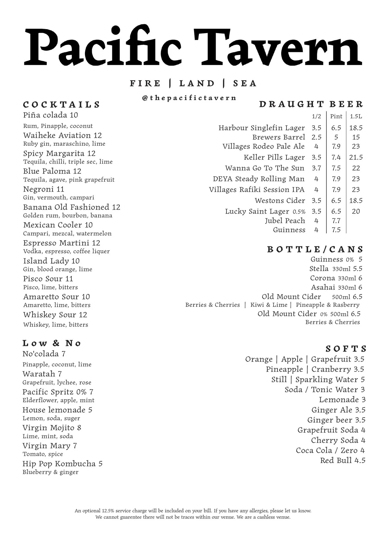 Pacific Tavern menu, page 2