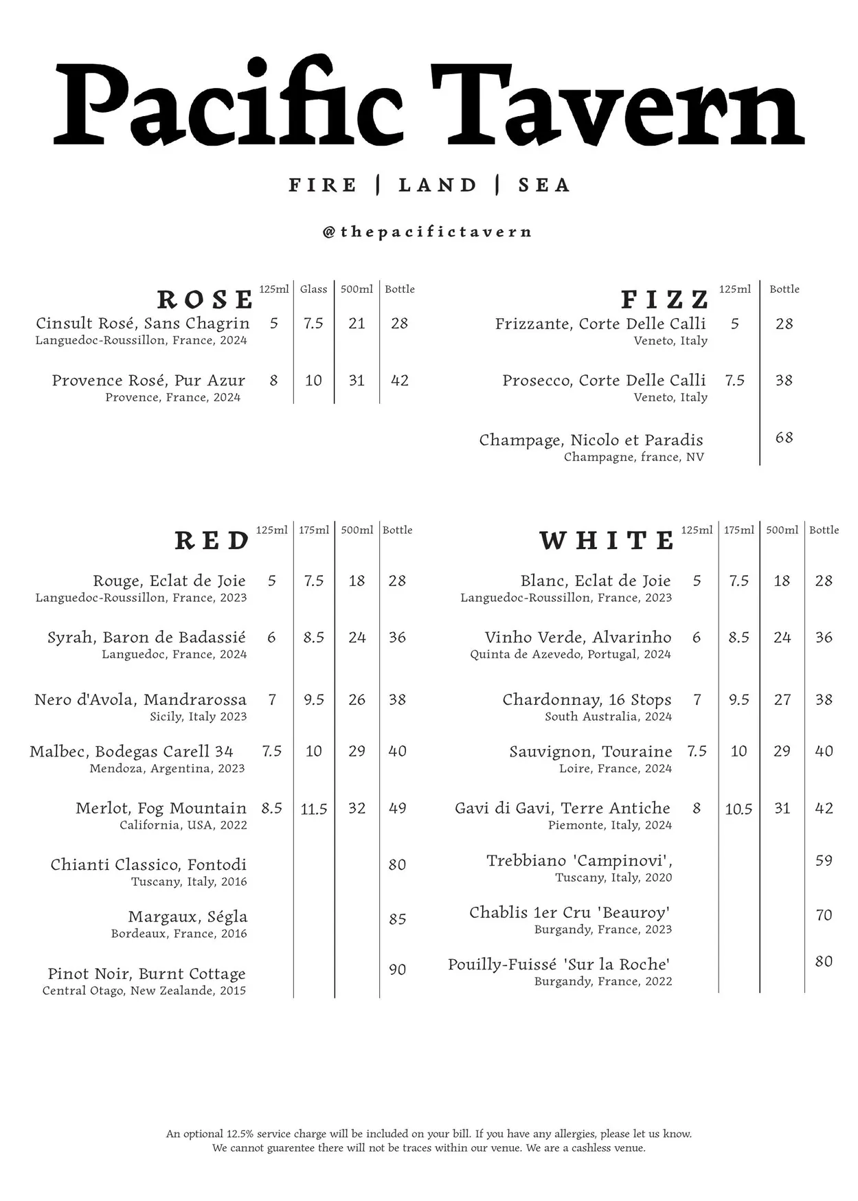 Pacific Tavern menu, page 3