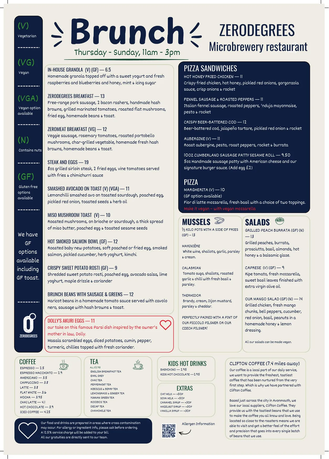 Zero Degrees menu, page 2