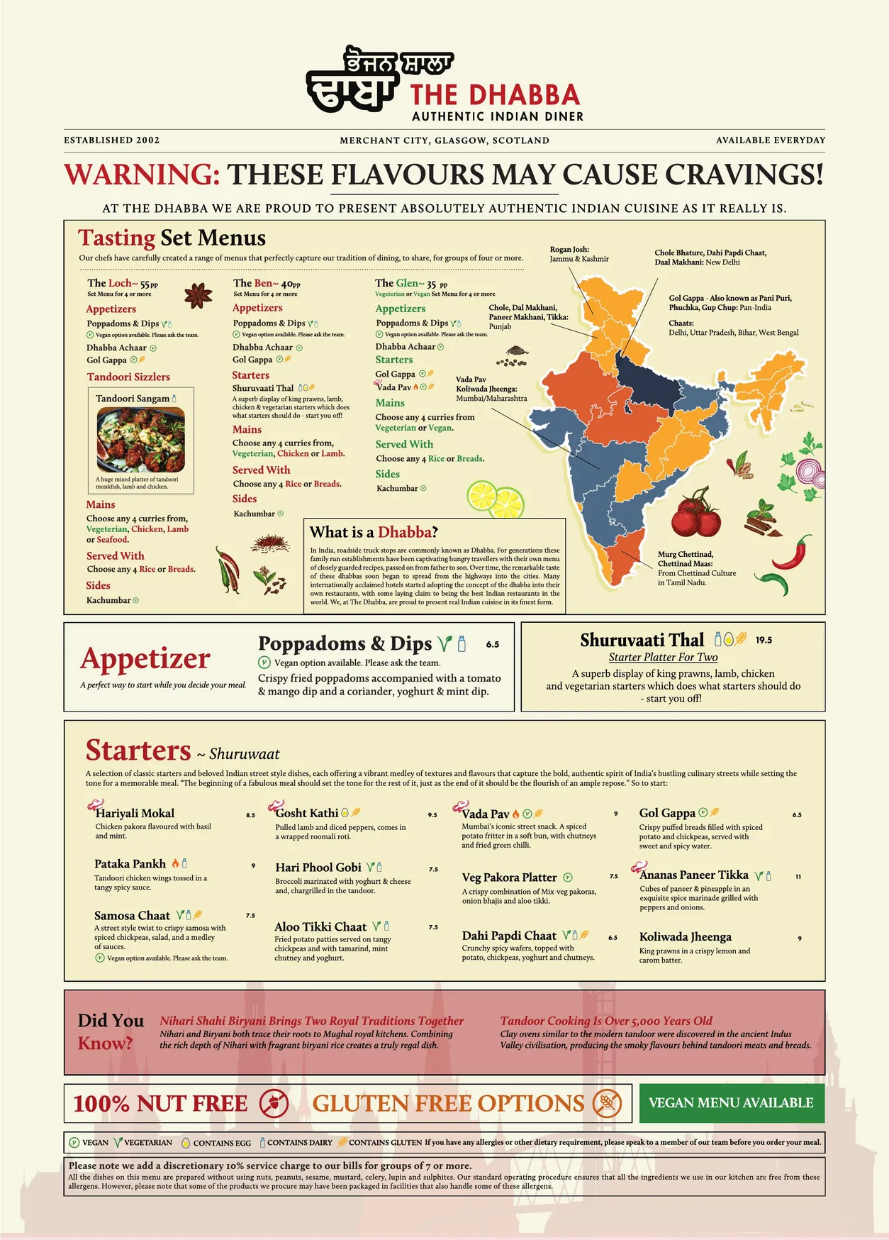 The Dhabba menu, page 1