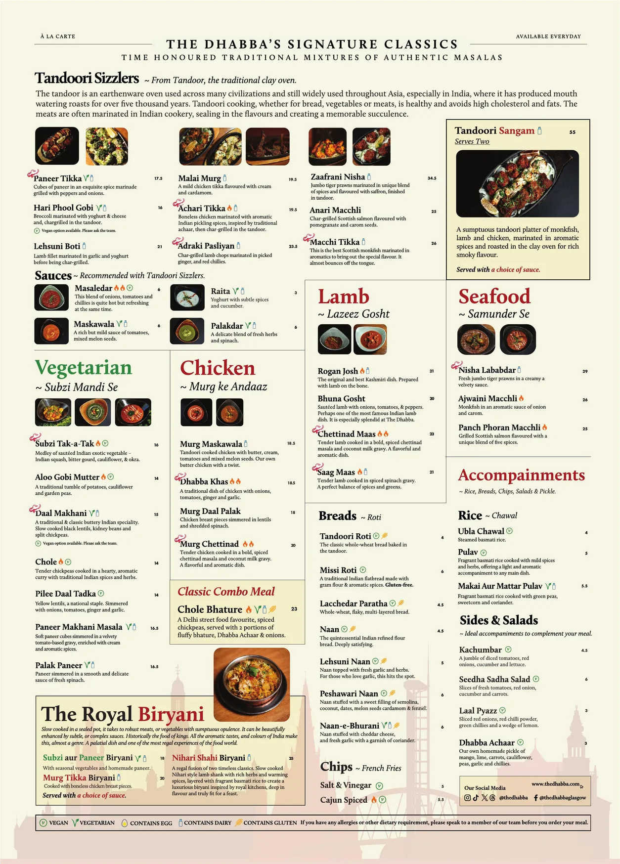 The Dhabba menu, page 2