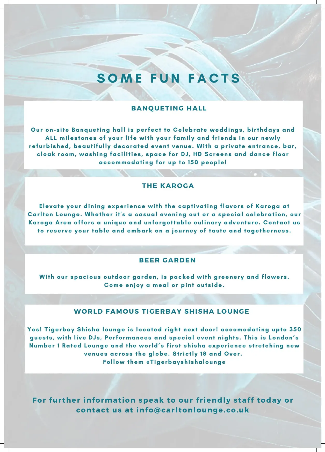 Carlton Lounge menu, page 2