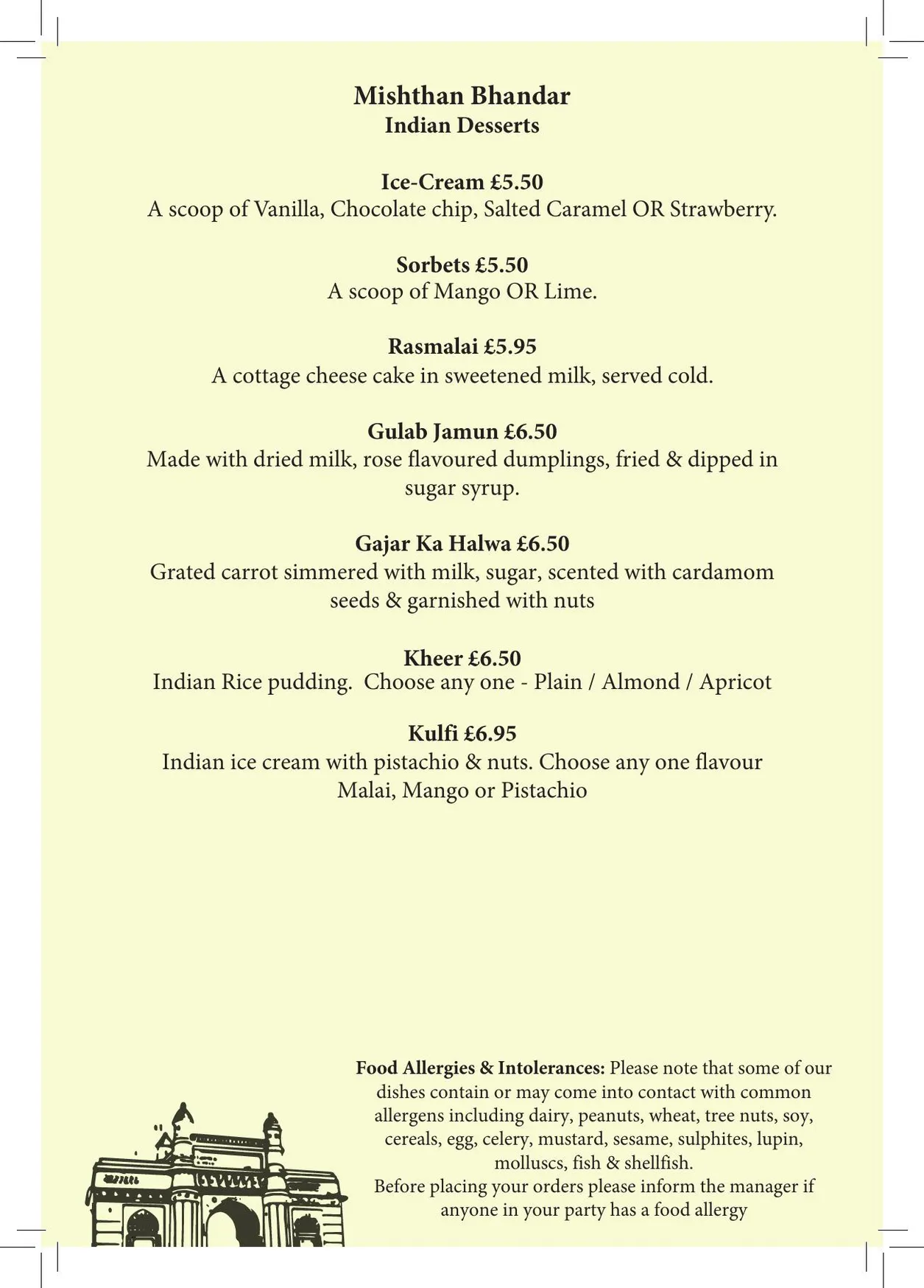 Bombay Palace menu, page 10