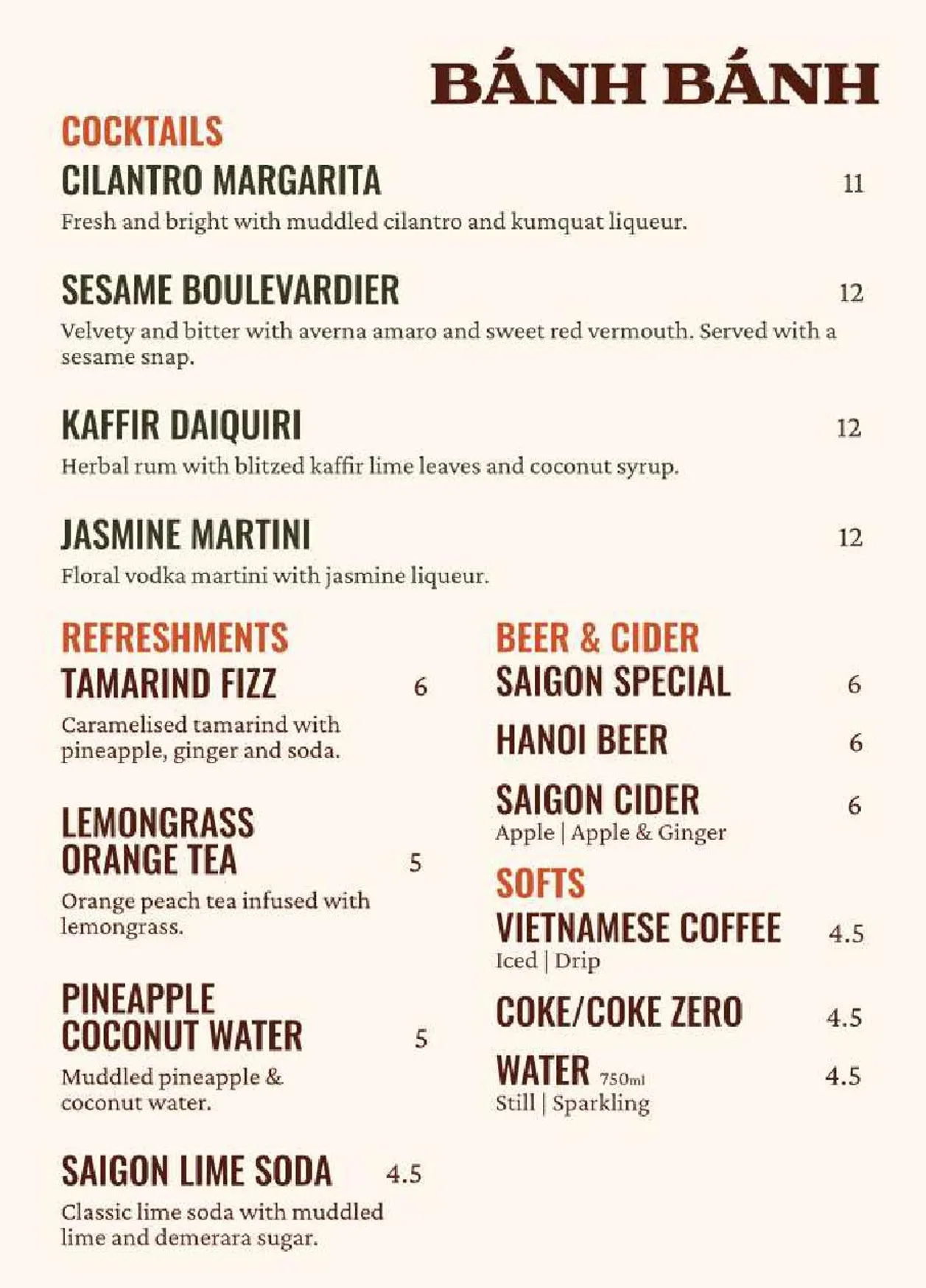 Bánh Bánh menu, page 3