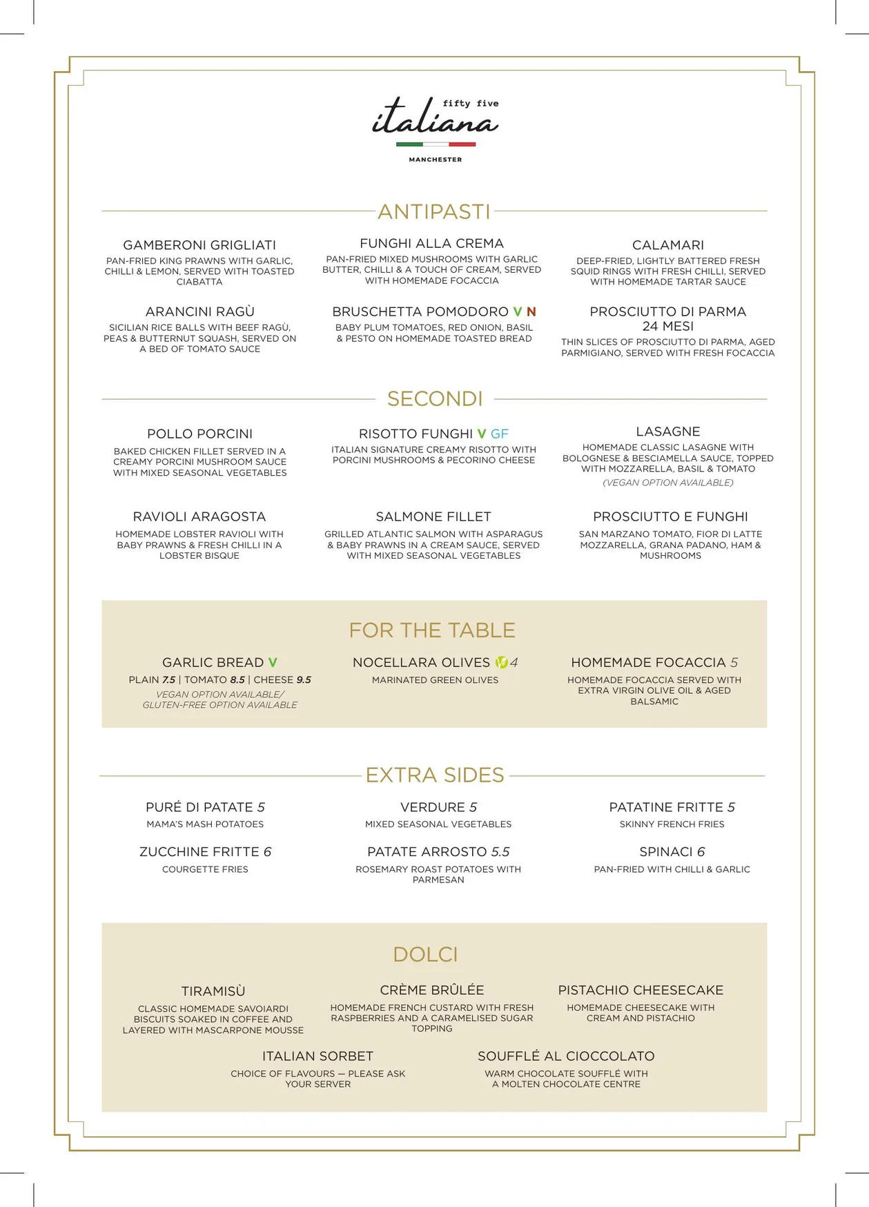 Italiana Fifty Five Didsbury menu, page 8