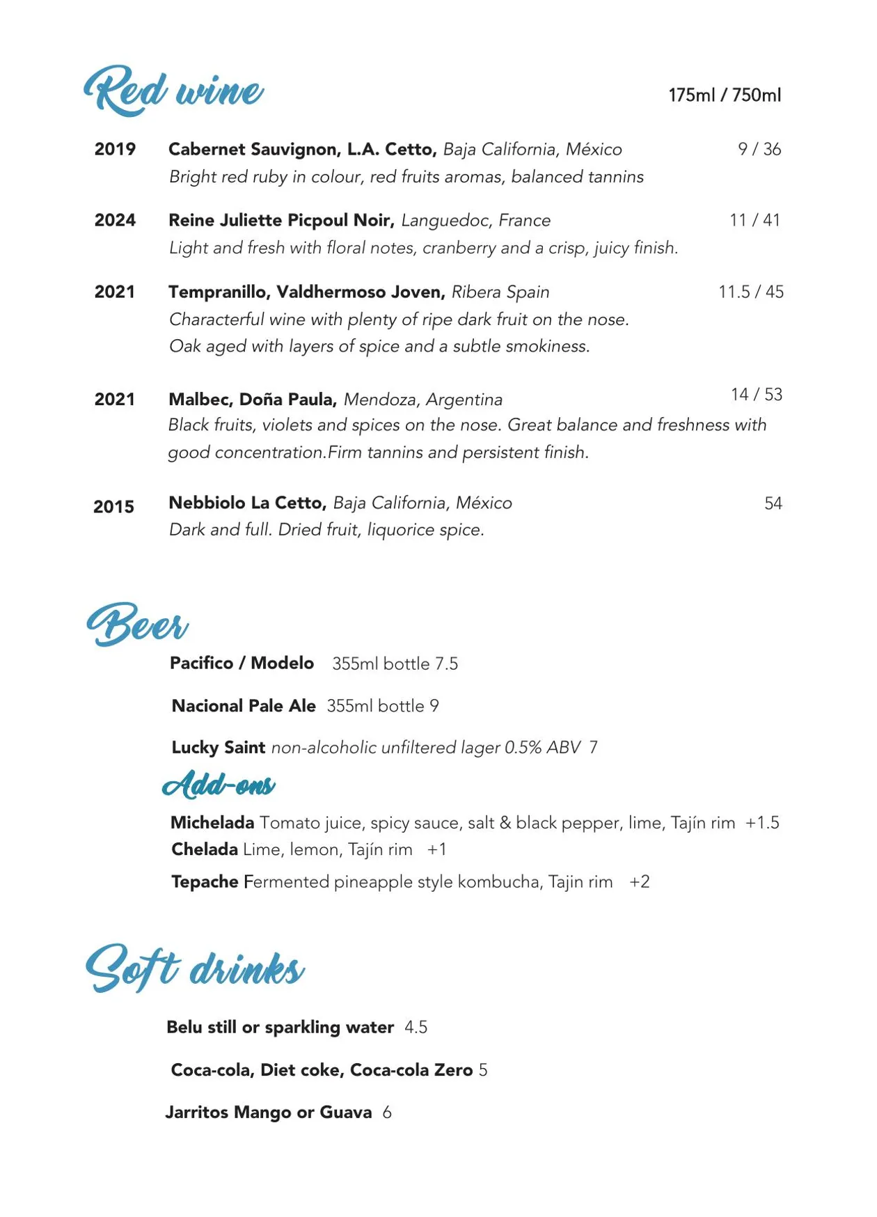 Santo Remedio menu, page 9