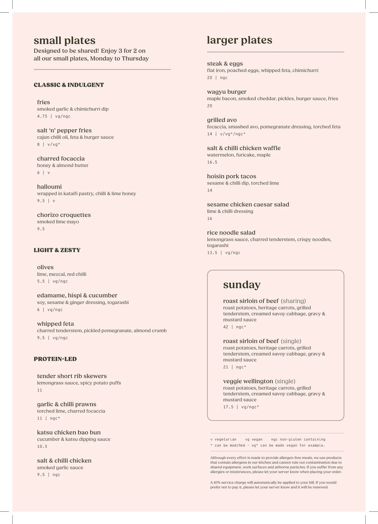 Copper Blossom menu, page 21
