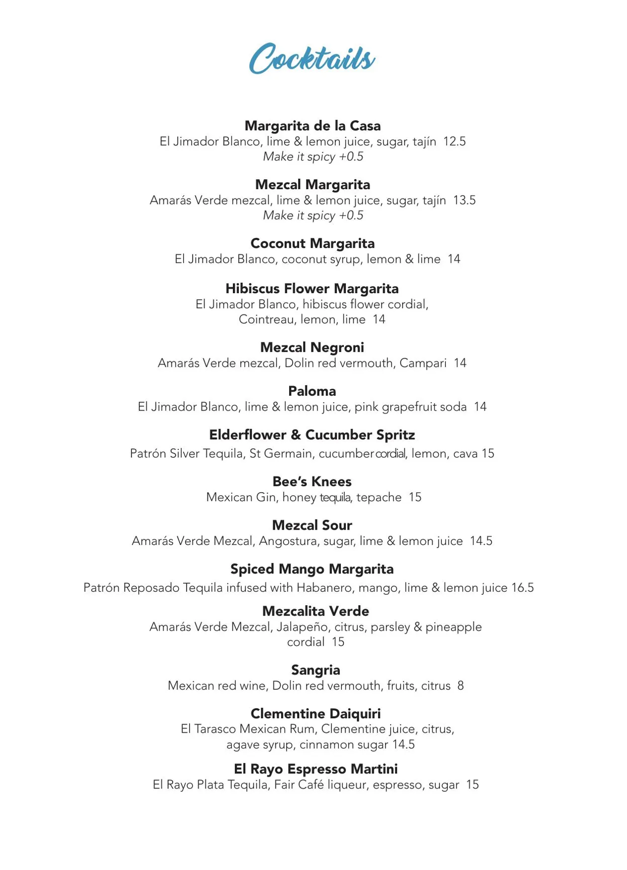 Santo Remedio menu, page 7