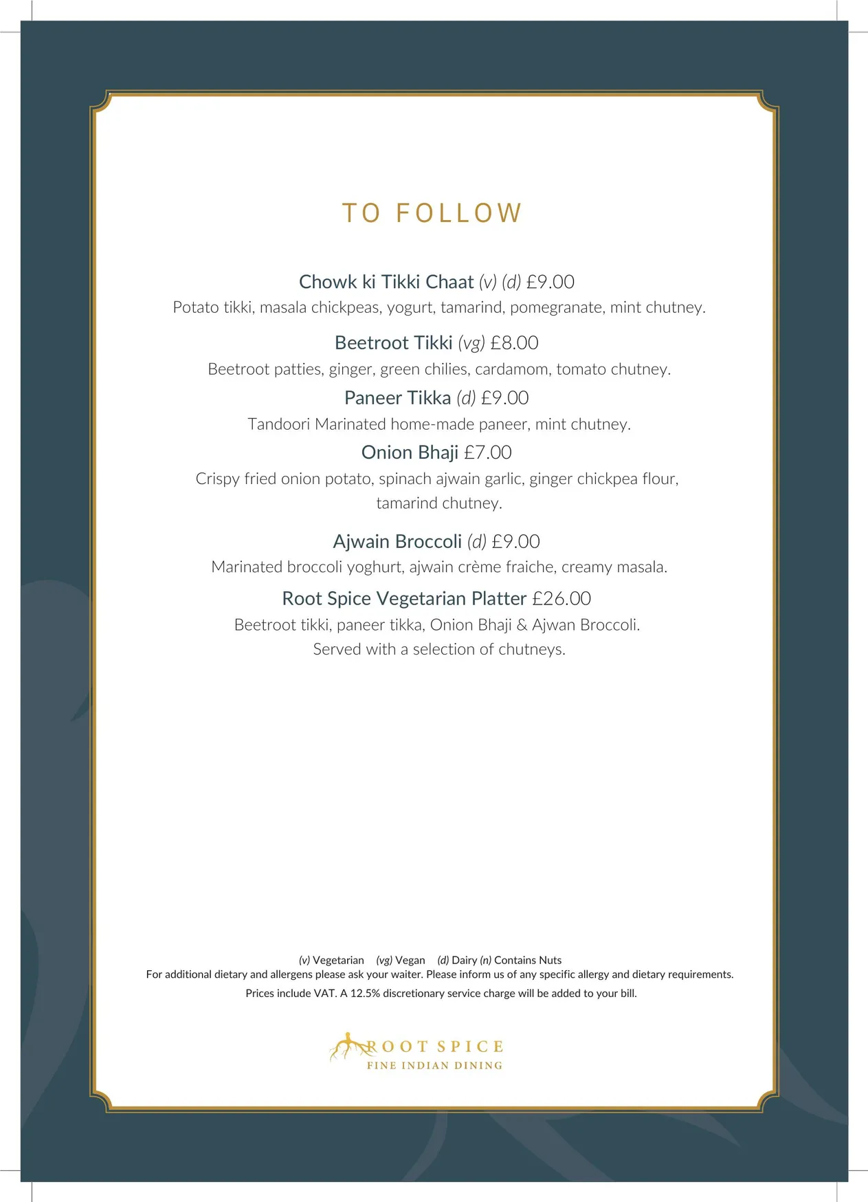 Root Spice menu, page 17