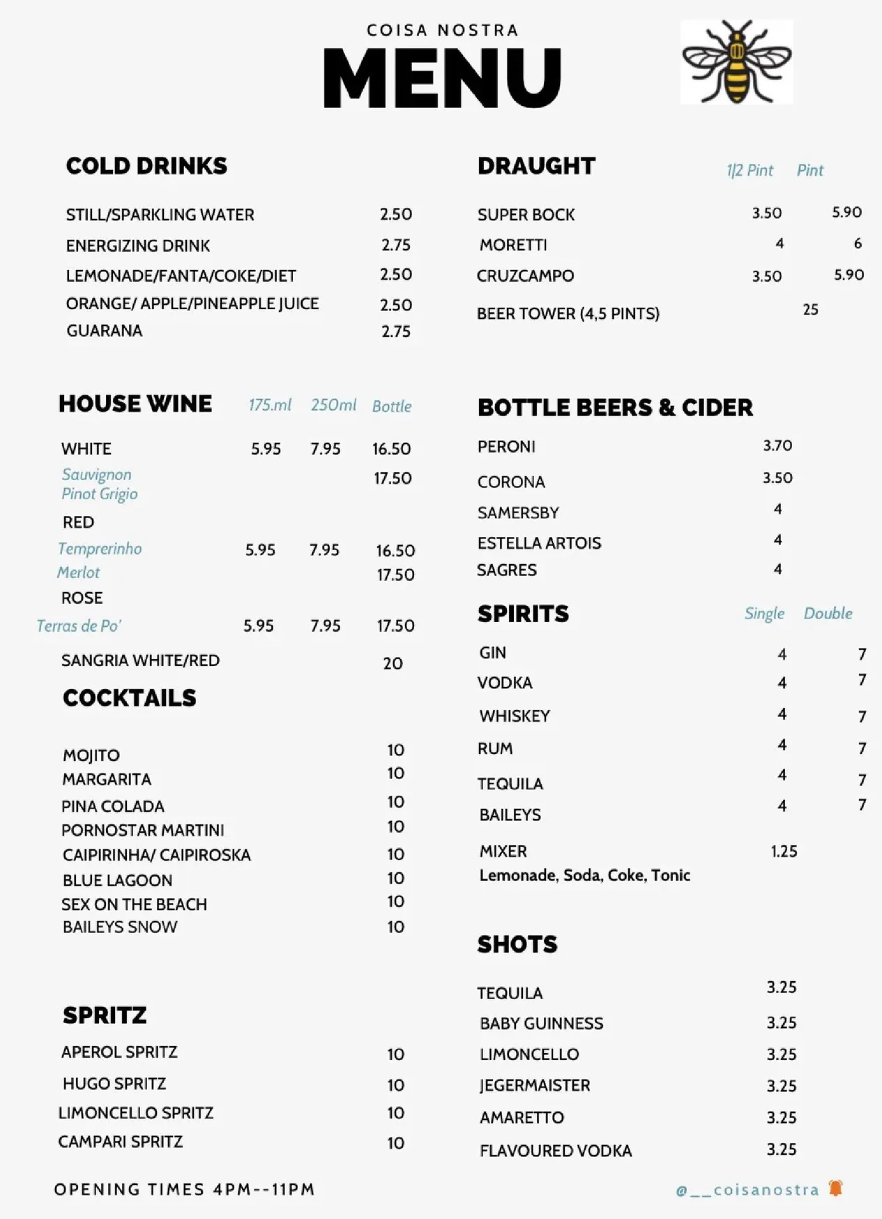 Coisa Nostra menu, page 2