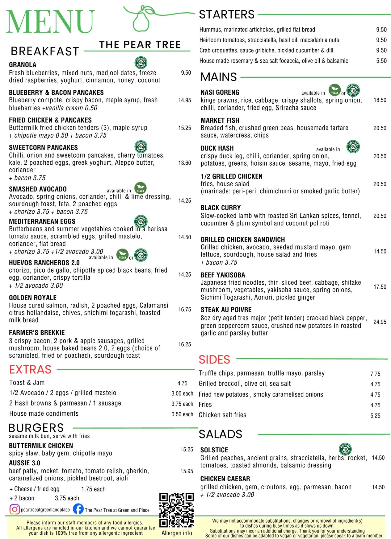 The Pear Tree Kitchen menu, page 3