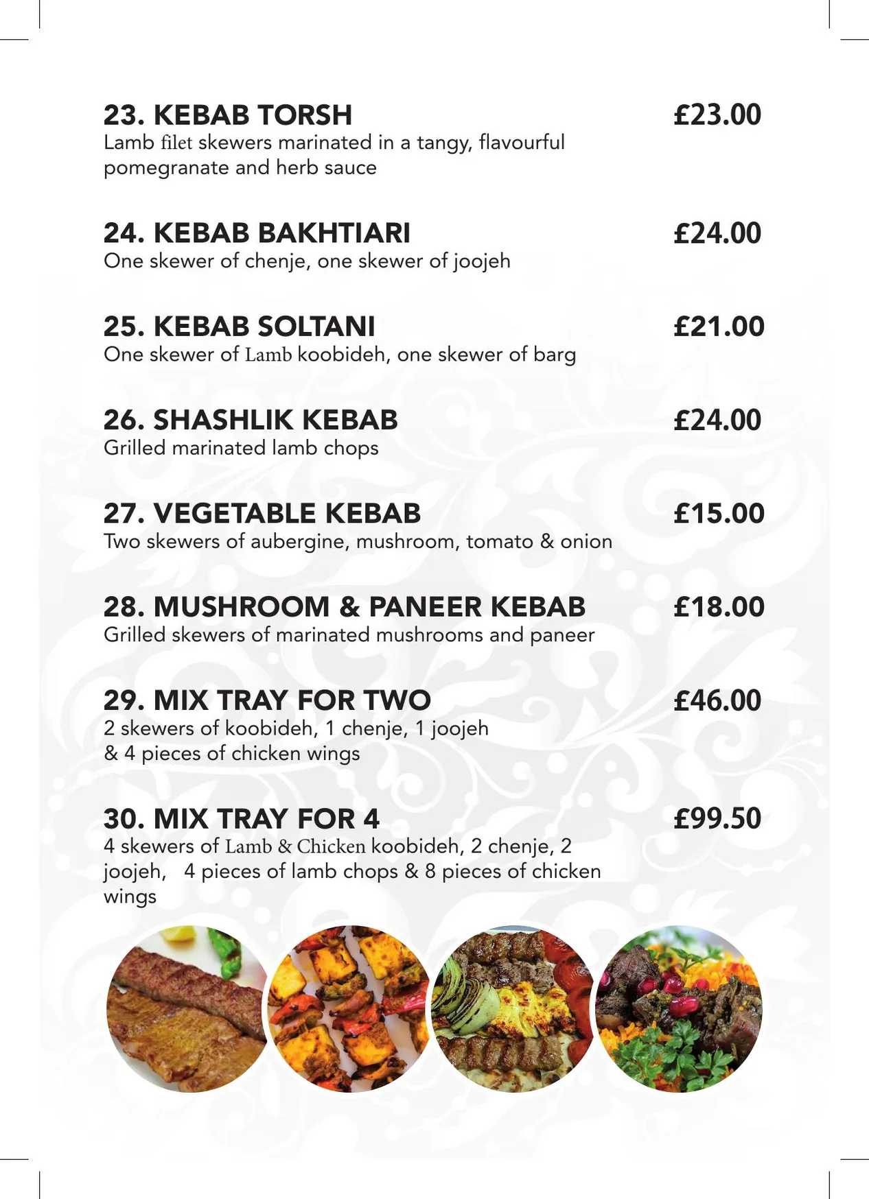 Tehran Restaurant Moseley menu, page 5