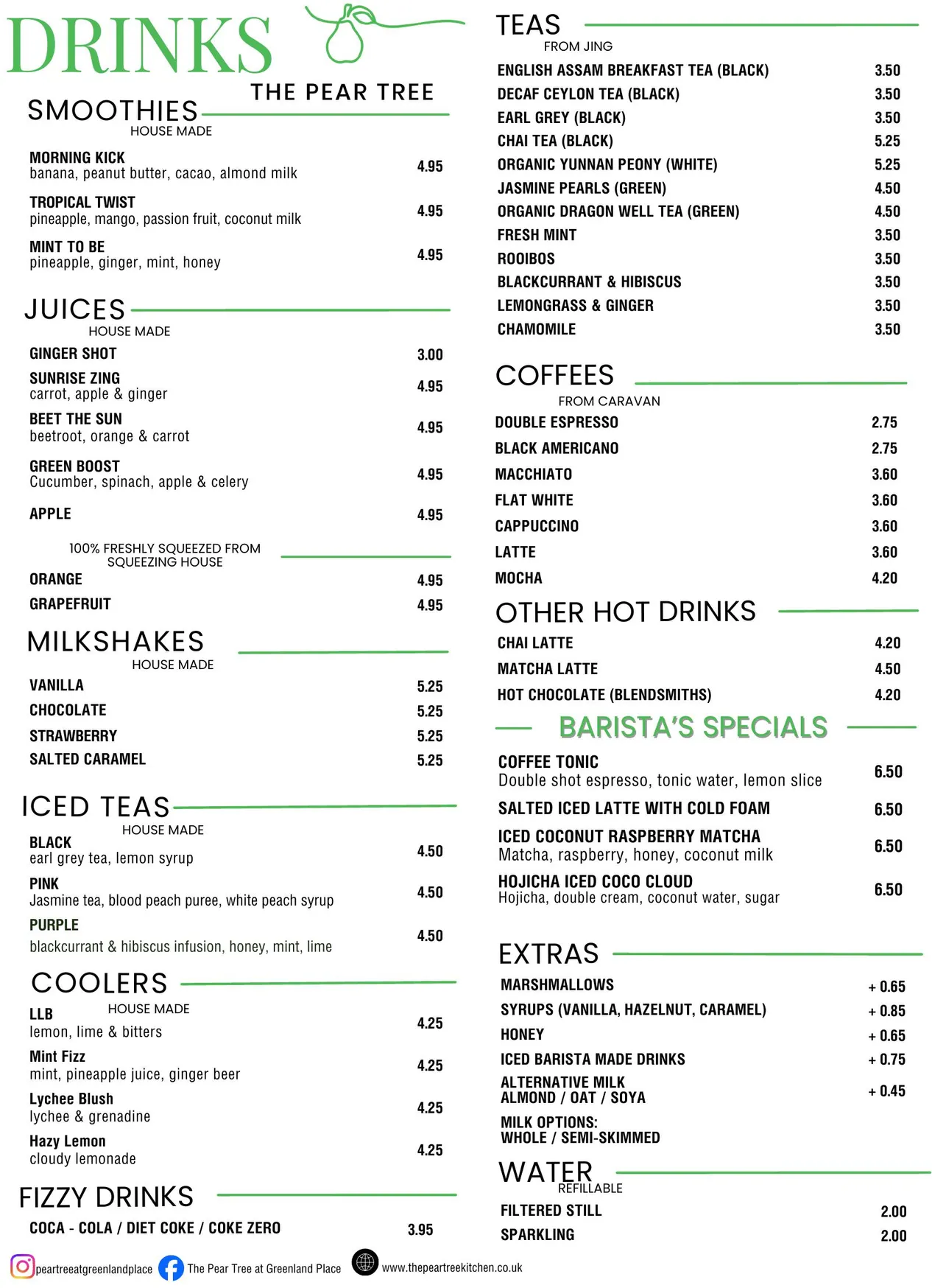 The Pear Tree Kitchen menu, page 2