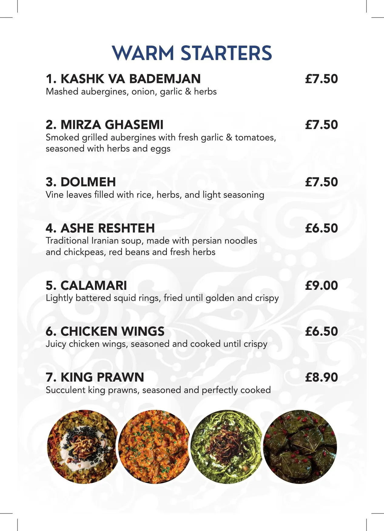 Tehran Restaurant Moseley menu, page 2