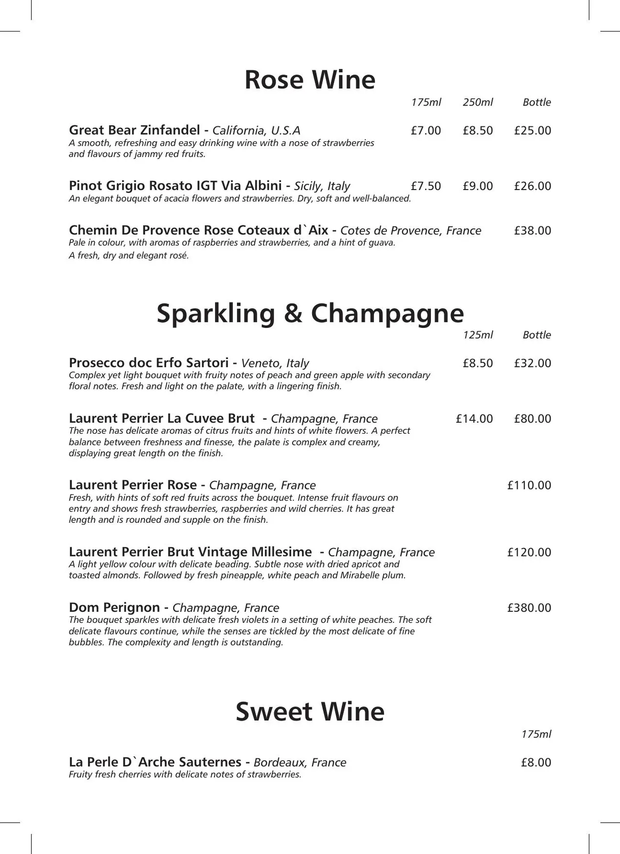 Root Spice menu, page 6