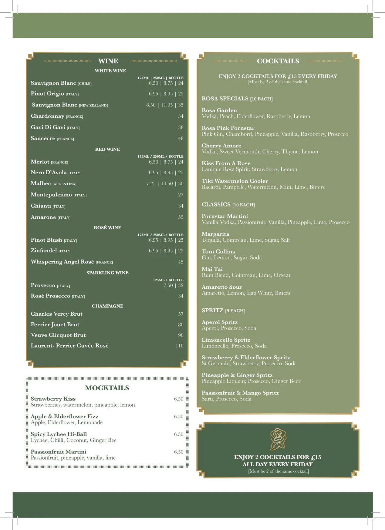 Rosa Restaurant menu, page 6