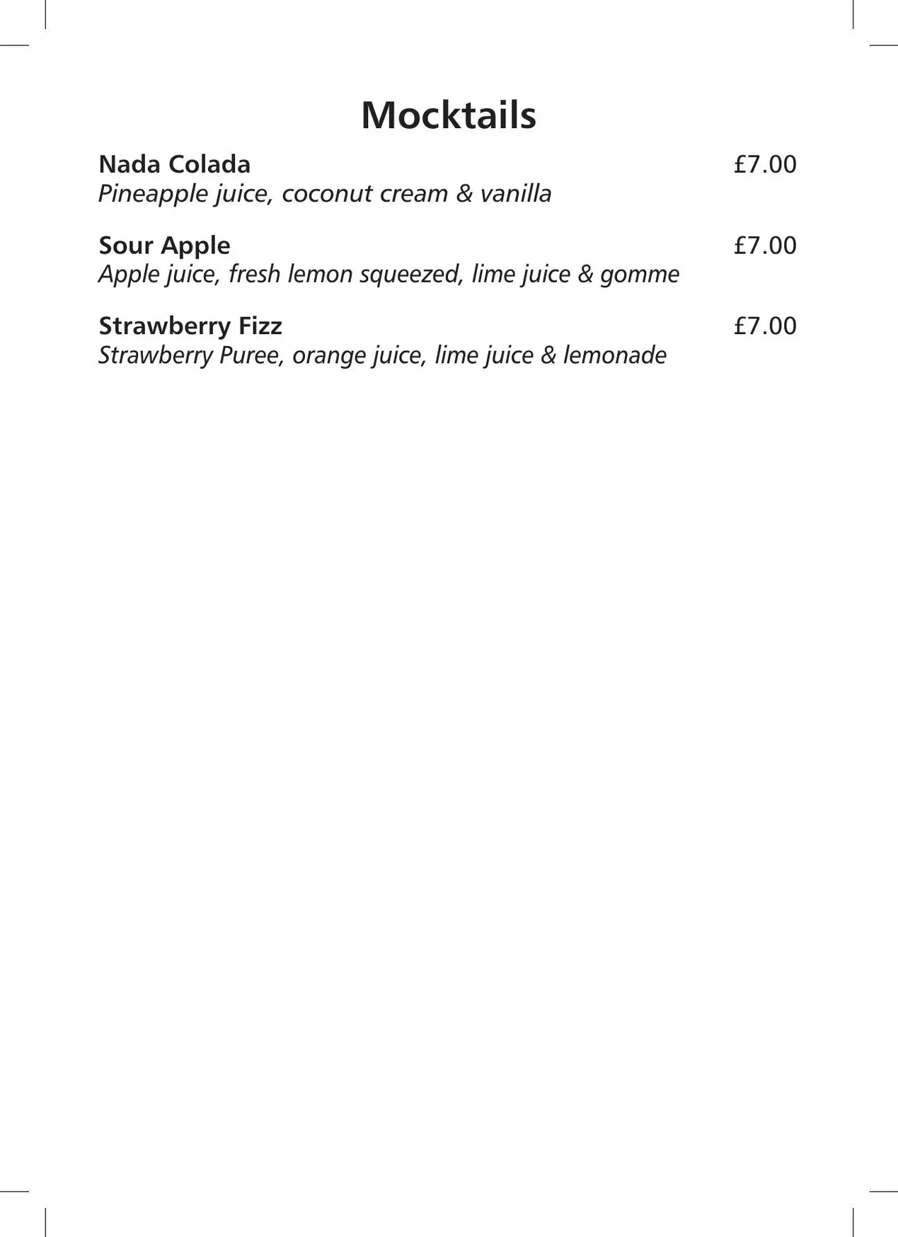 Root Spice menu, page 9