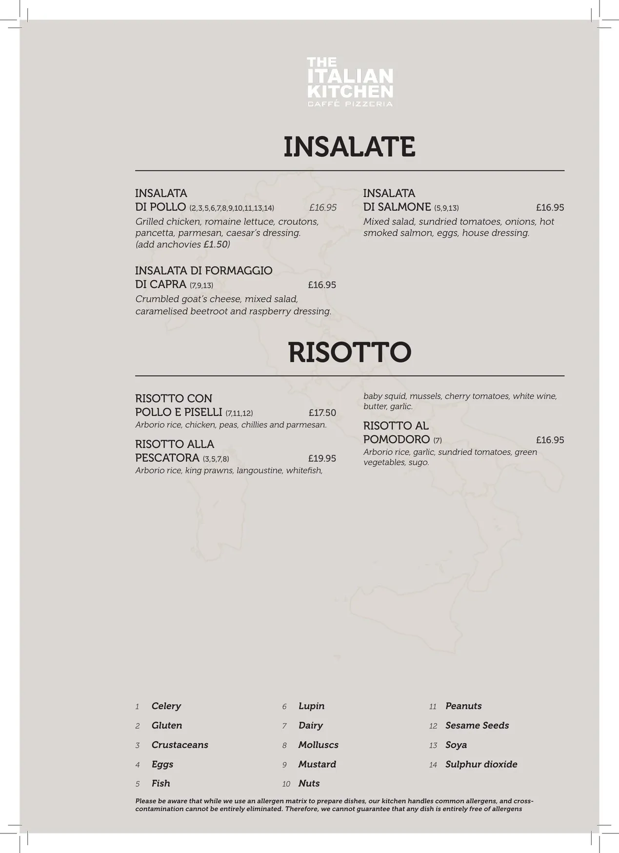 The Italian Kitchen menu, page 3