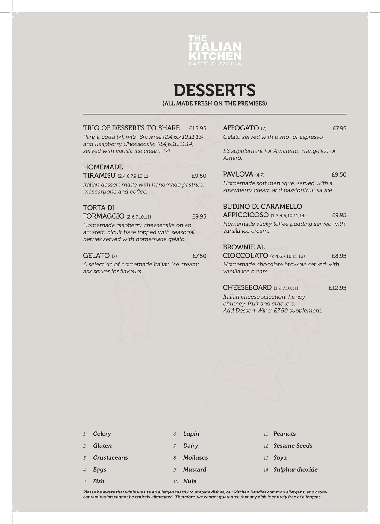 The Italian Kitchen menu, page 7