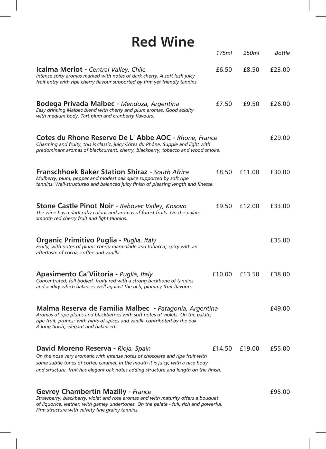 Root Spice menu, page 5
