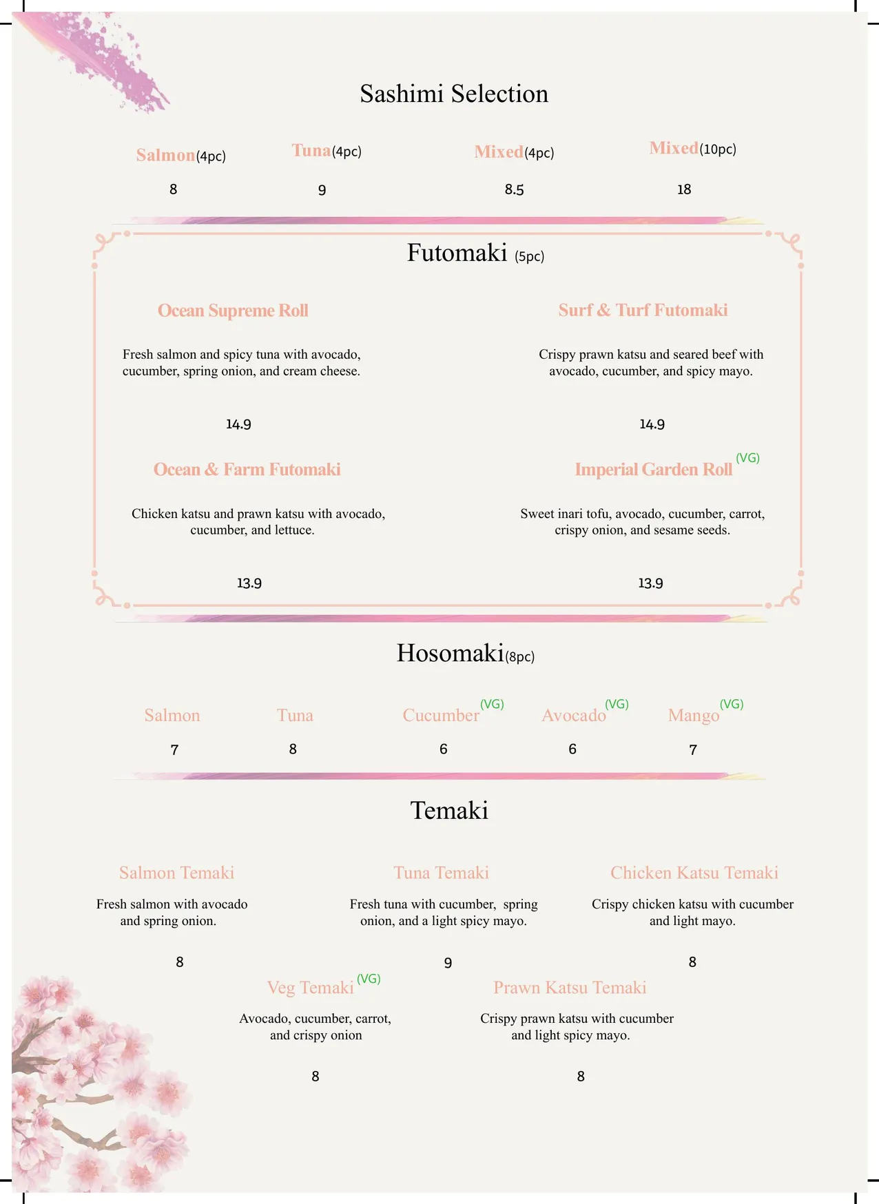 Nara Roll menu, page 6