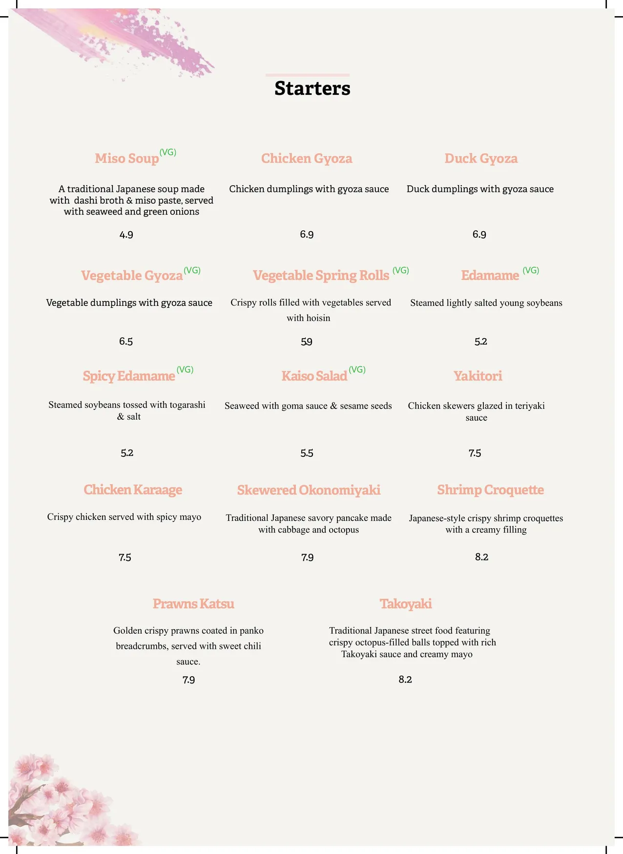 Nara Roll menu, page 2