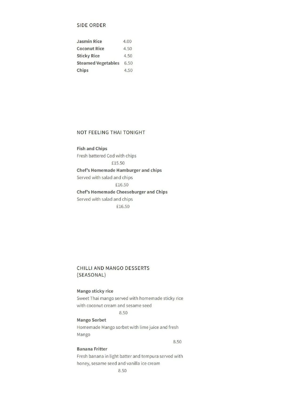 Chilli & Mango menu, page 4