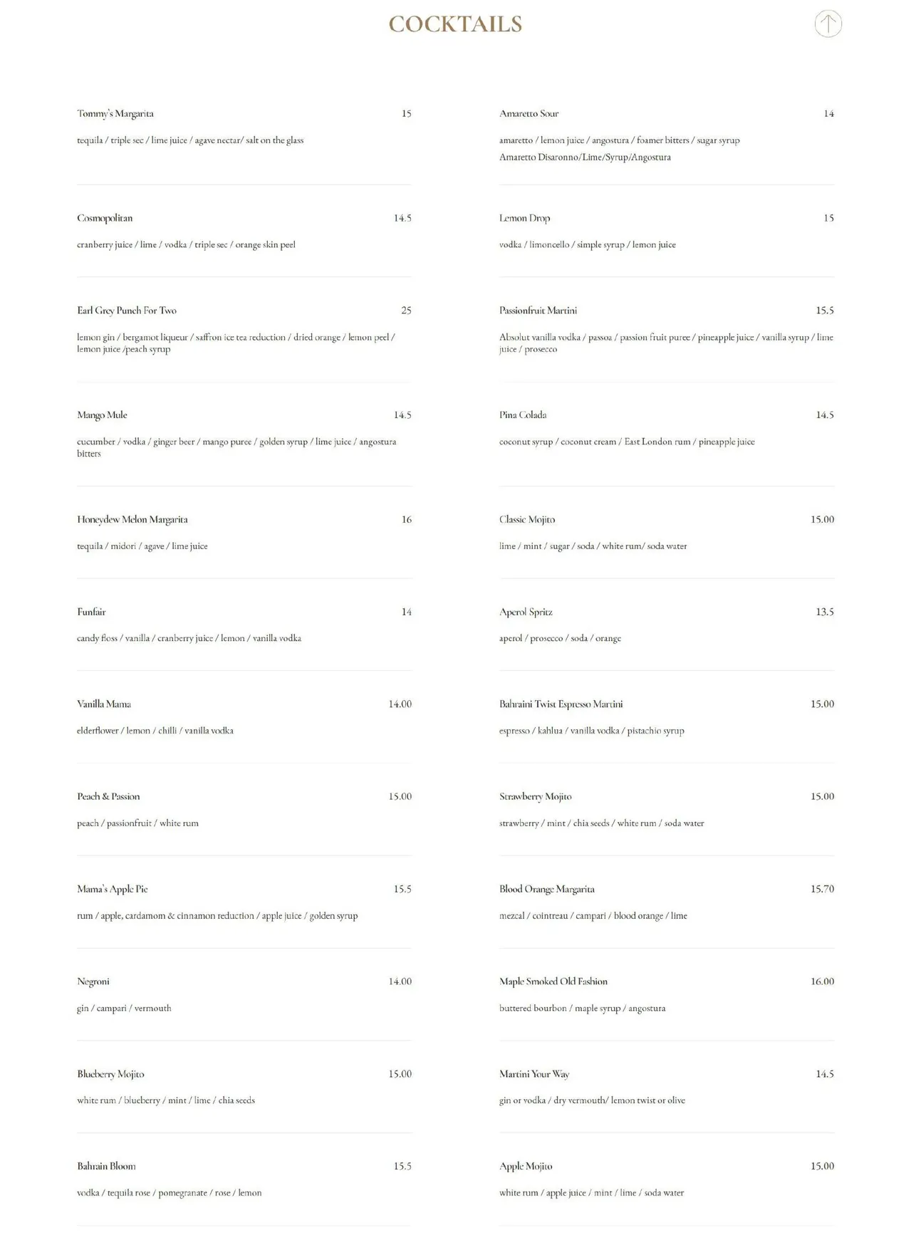 Villa Mamas menu, page 6