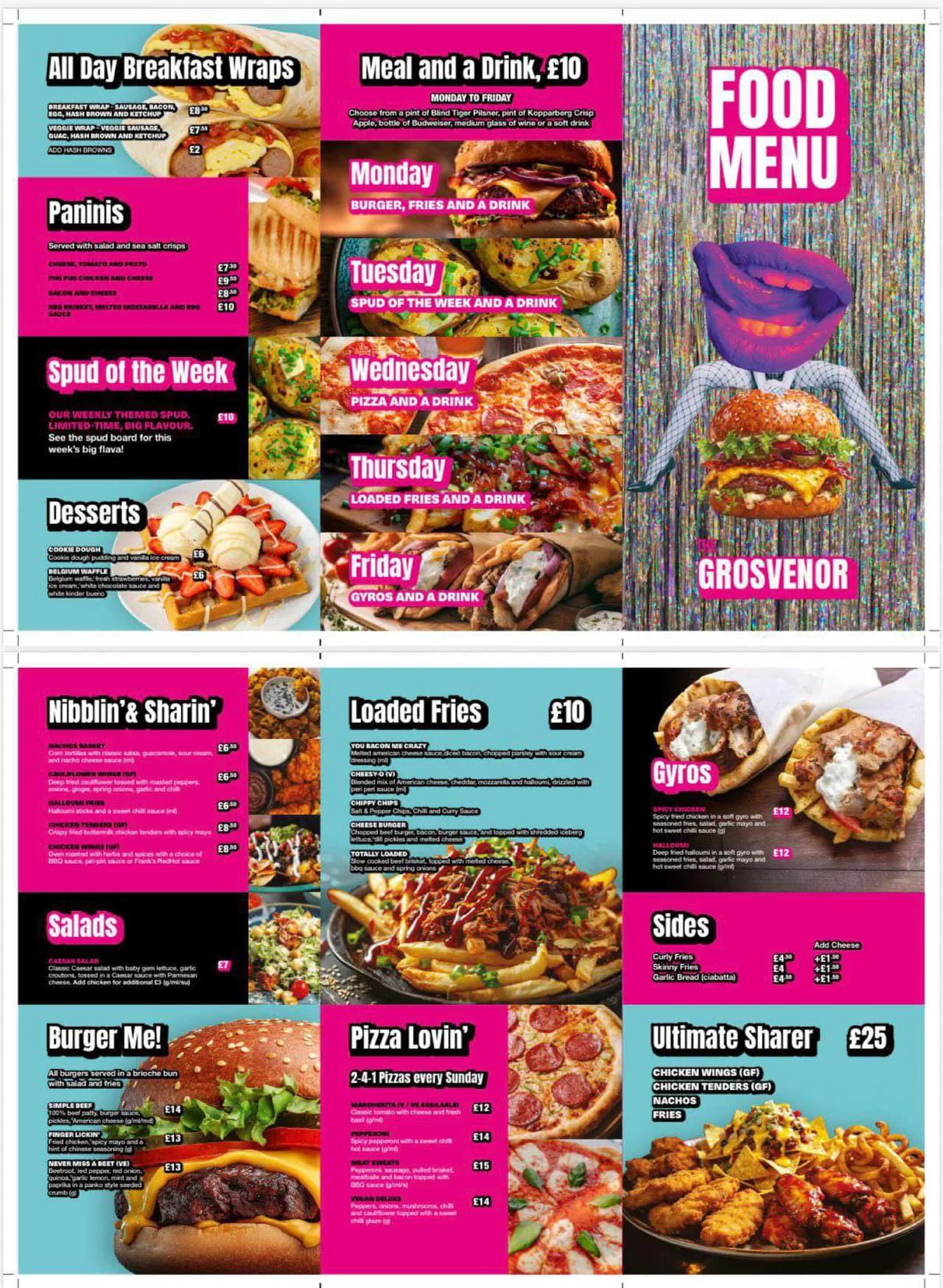 The Grosvenor menu, page 1