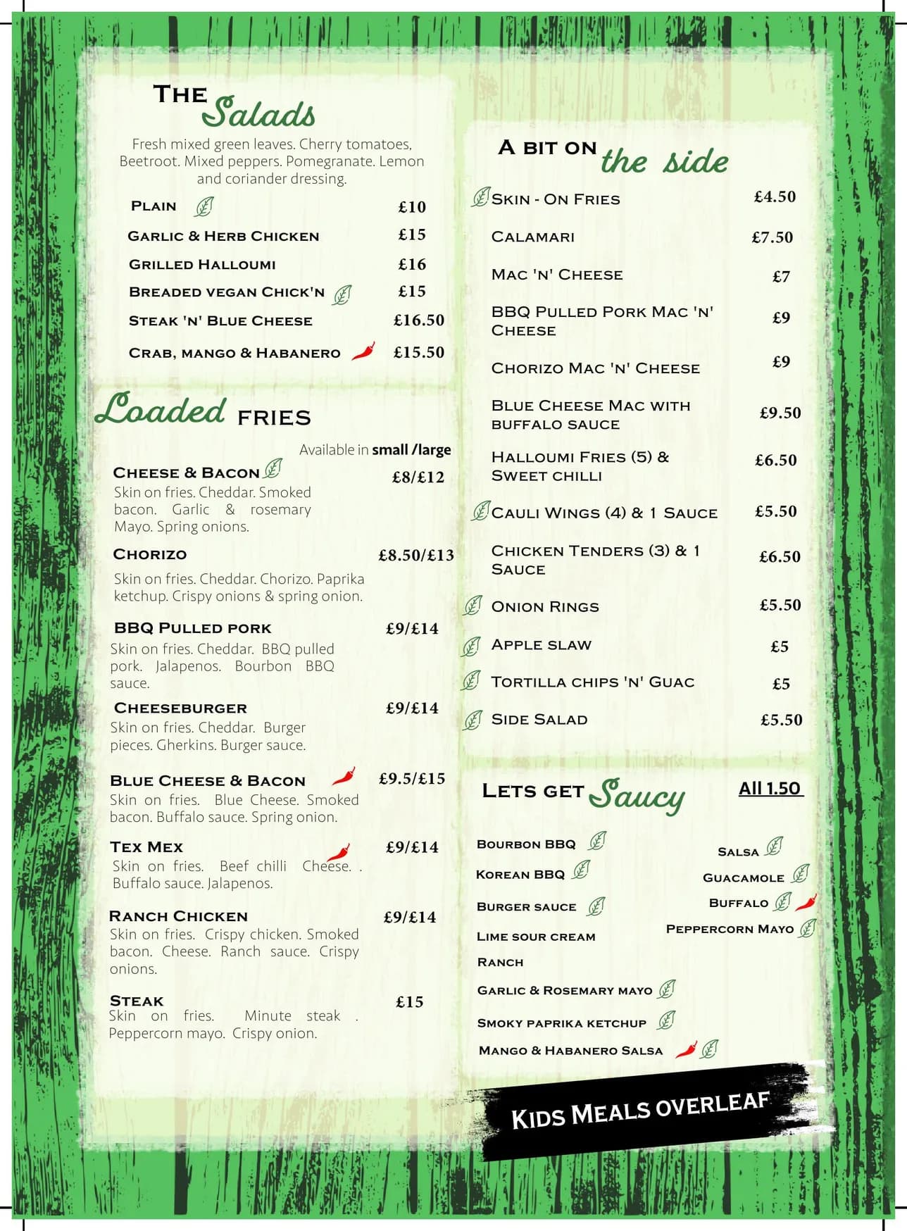 The Cow Shed menu, page 3