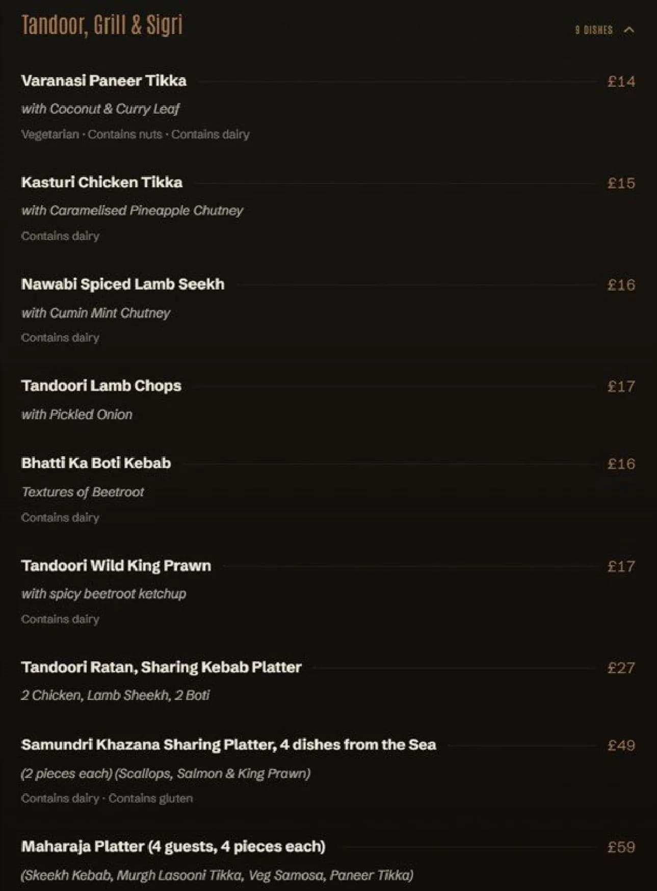 Varanasi menu, page 2