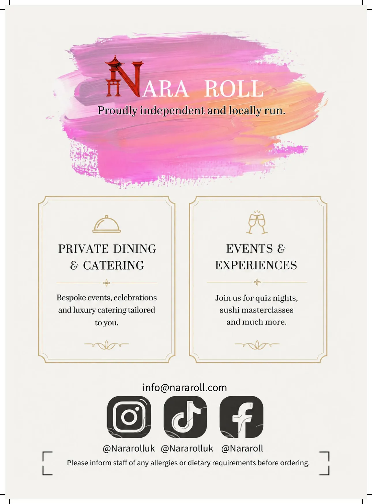 Nara Roll menu, page 8
