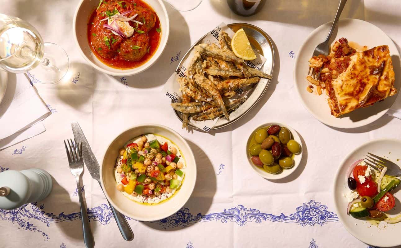Enjoy Greek, Gluten Free options, Vegan options, Vegetarian options, Restaurant, Table service, Indoor & outdoor seating, Free wifi, Wheelchair accessible, Highchairs available, $$, Families and Groups cuisine at The Real Greek Bournemouth in Bournemouth City Centre, Bournemouth