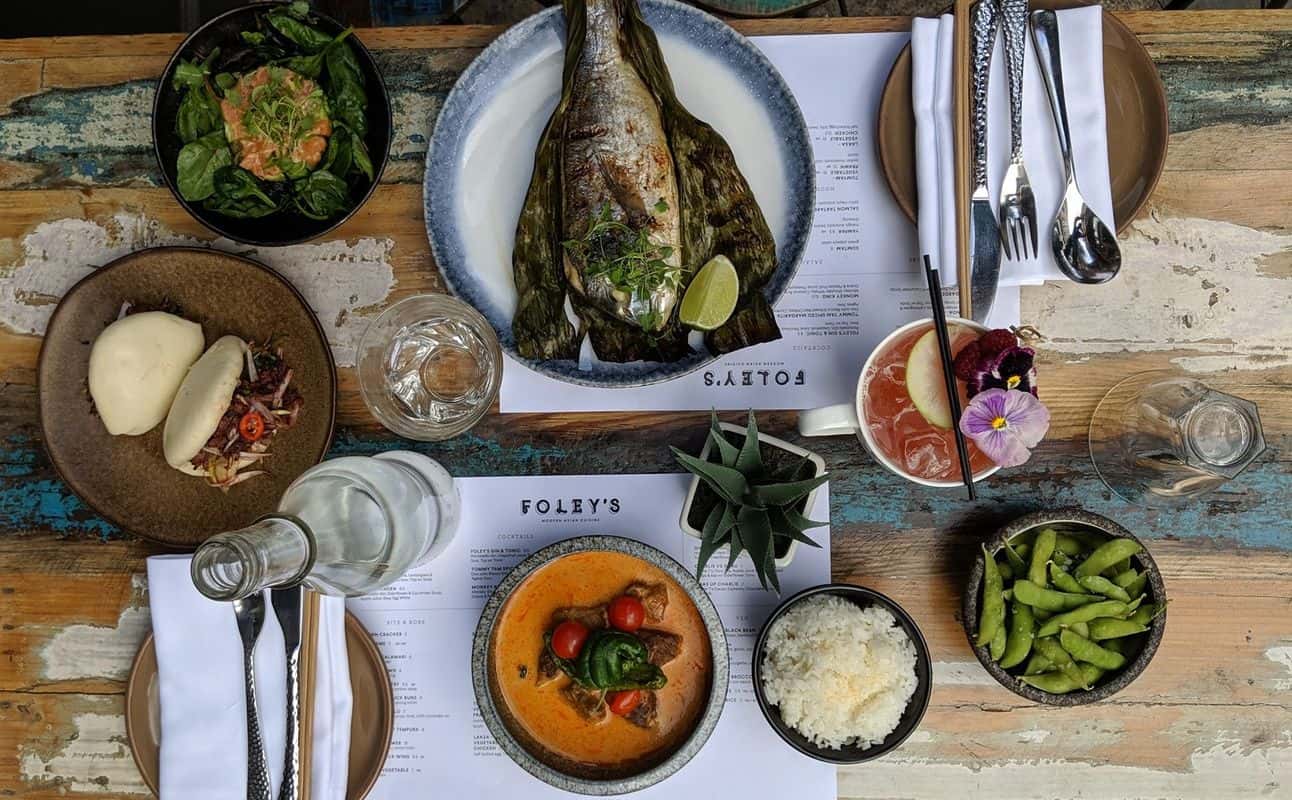 Enjoy Asian, Fusion, Thai, Vegan options, Vegetarian options, Gluten Free options, Restaurant, Free wifi, $$, Families and Groups cuisine at Foley's in Fitzrovia, London
