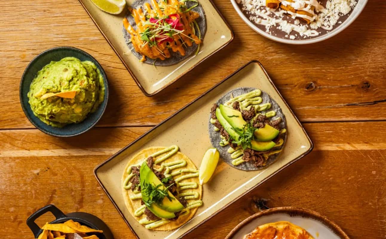 Enjoy Mexican, Vegan options, Vegetarian options, Gluten Free options, Restaurant, Indoor & outdoor seating, $$, Groups, Special occasion, Bar scene and Date night cuisine at 1910 Cantina Parsons Green in Parsons Green, London