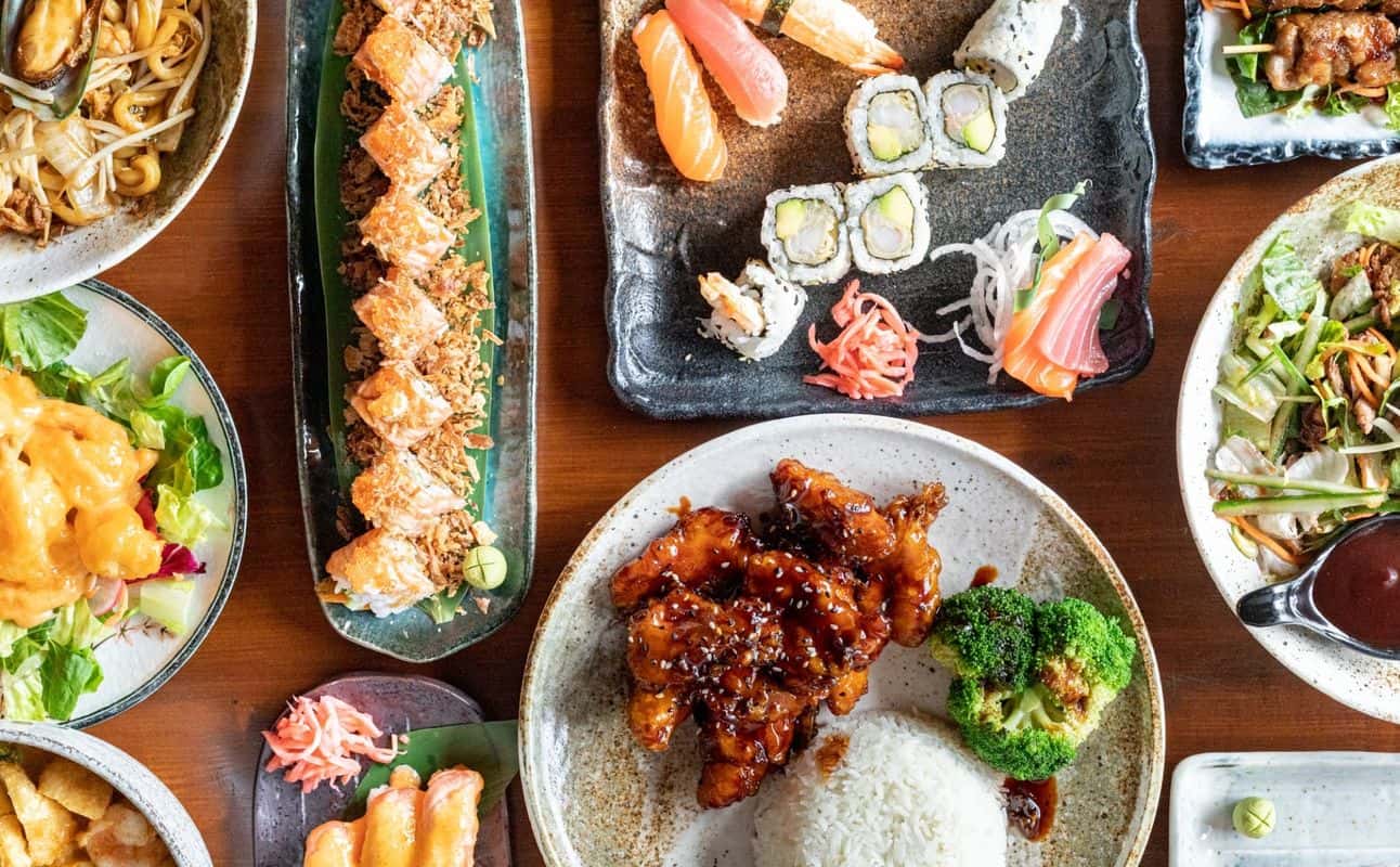 Enjoy Japanese, Chinese, Sushi, Vegan options, Vegetarian options, Restaurant, Indoor & outdoor seating, Highchairs available, Free wifi, Table service, $$, Groups, Families and Hidden gems cuisine at 201 Asian Kitchen in Wimbledon, London