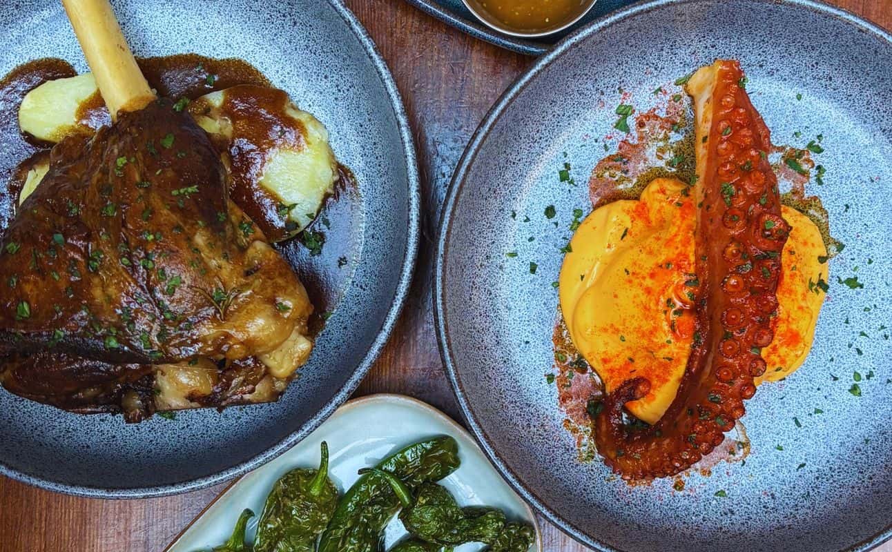 Enjoy Spanish, Mediterranean, International, Vegetarian options, Vegan options, Gluten Free options, Restaurant, Indoor & outdoor seating, $$, Families and Groups cuisine at Jamon Jamon Belsize in Belsize, London