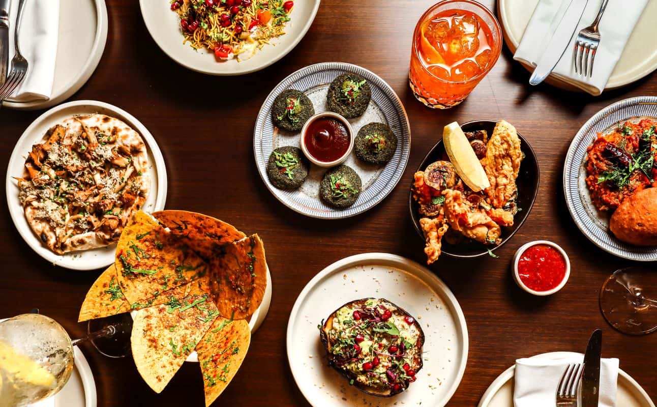 Enjoy Indian, Vegetarian options, Vegan options, Restaurant, Indoor & outdoor seating, Table service, $$, Families and Groups cuisine at Pahli Hill Bandra Bhai in Fitzrovia, London