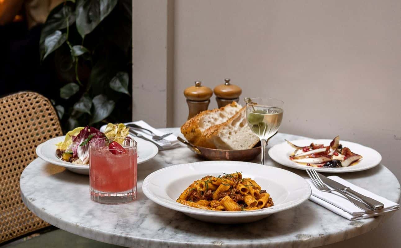 Enjoy Italian, Vegan options, Vegetarian options, Gluten Free options, Restaurant, Free wifi, Indoor & outdoor seating, Private dining, Table service, Wheelchair accessible, $$$ and Families cuisine at Mortimer House Kitchen in Fitzrovia, London