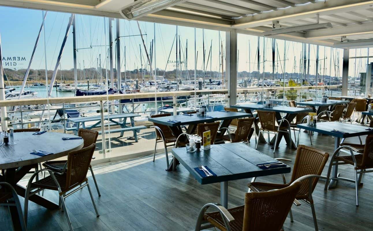 Enjoy British, Gluten Free options, Vegan options, Vegetarian options, Restaurant, Indoor & outdoor seating, Child friendly, Free wifi, Highchairs available, Wheelchair accessible, Table service, $$$, Groups, Families and Kids cuisine at Banana Wharf Hamble in Hamble, Southampton