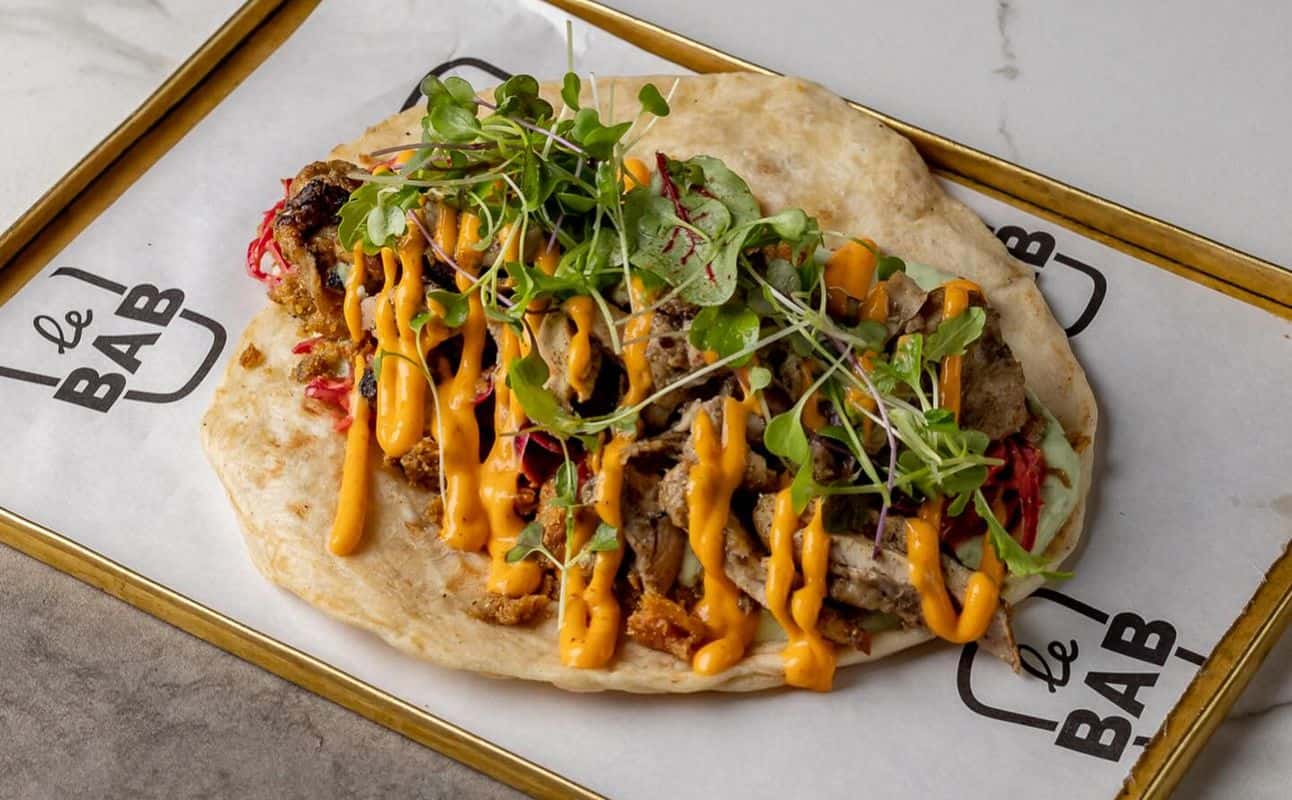 Enjoy Middle Eastern, Asian, Gluten Free options, Vegetarian options, Vegan options, Restaurant, Dog friendly, Child friendly, Wheelchair accessible, Non-smoking, Free wifi, Table service, $$, Groups and Families cuisine at Le Bab Soho in Soho, London