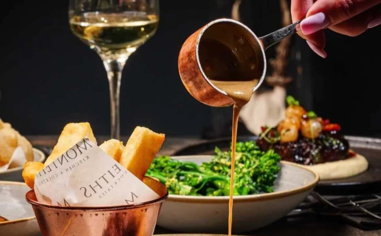 Enjoy European, Fine dining, Seafood, Vegetarian options, Restaurant, Free wifi, Indoor & outdoor seating, Table service, $$$, Special occasion, Date night and Business meetings cuisine at Monteiths in Edinburgh Old Town, Edinburgh