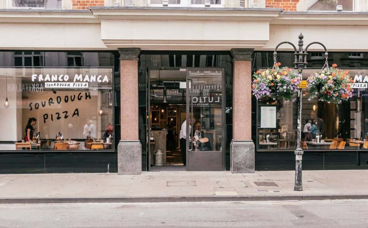 Enjoy Italian, Pizza, Gluten Free options, Vegan options, Vegetarian options, Restaurant, Free wifi, Highchairs available, Table service, Wheelchair accessible, Dog friendly, Indoor & outdoor seating, Child friendly, $$, Families and Groups cuisine at Franco Manca Oxford in Oxford City Centre, Oxford