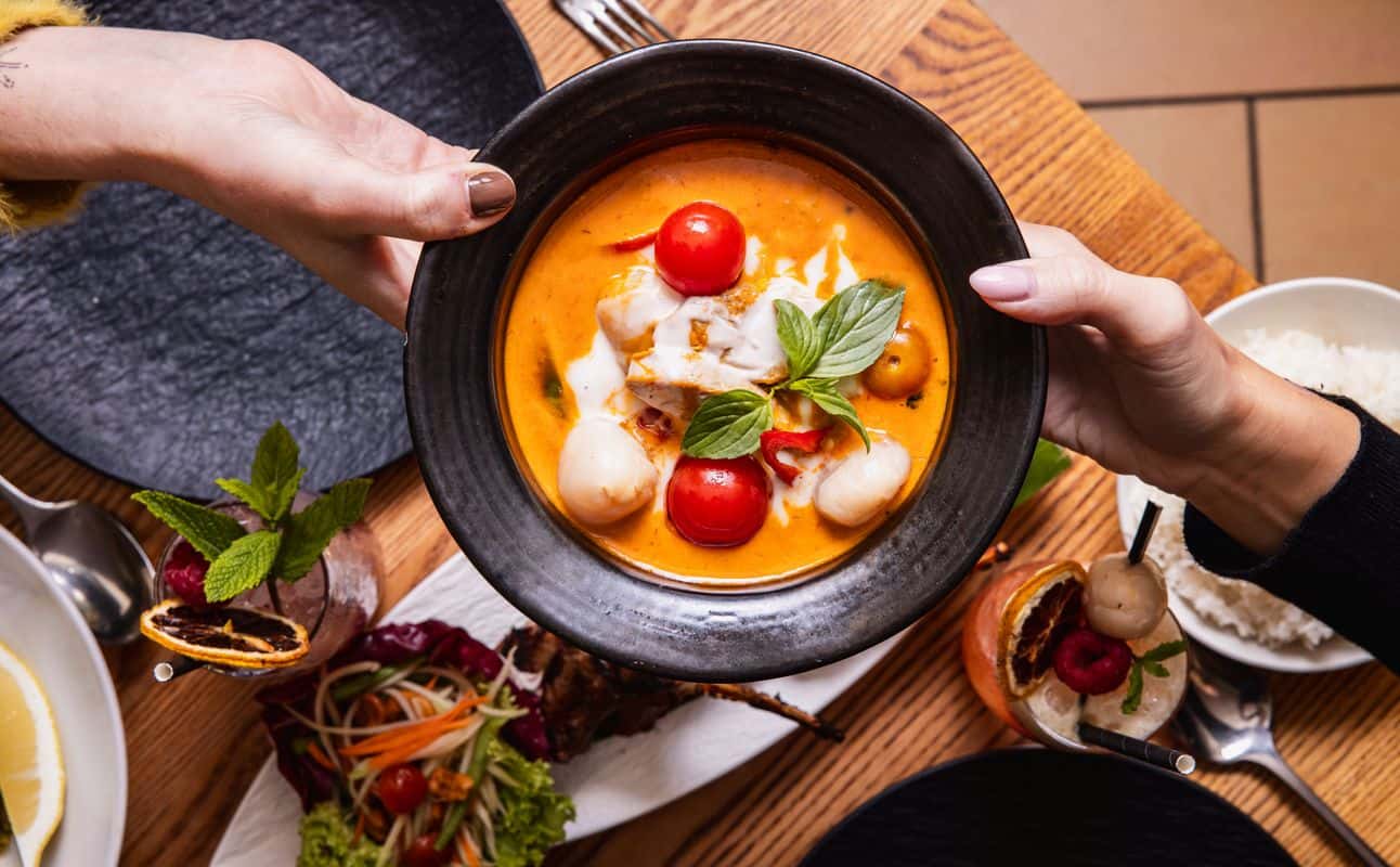 Enjoy Asian, Casual dining, Thai, Vegetarian options, Vegan options, Gluten Free options, Restaurant, Highchairs available, Waterfront, Dog friendly, Child friendly, Free wifi, Table service, $$, Groups, Business meetings, Date night, Families, Kids, Local cuisine, Special occasion and Views cuisine at Thai Square Putney Bridge in Putney, London